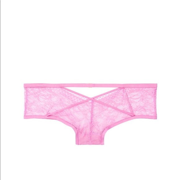 NWT Victoria’s Secret Pink Lace Strappy Metal Embellished Cheeky Underwear Panty - Picture 14 of 16